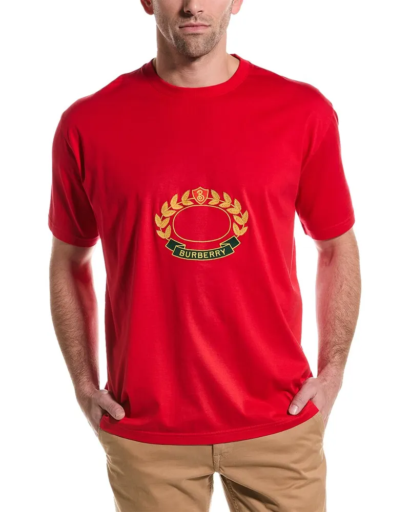 Burberry Embroidered T-Shirt Red
