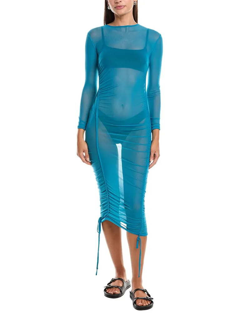 Haight Let Mesh Midi Dress Blue