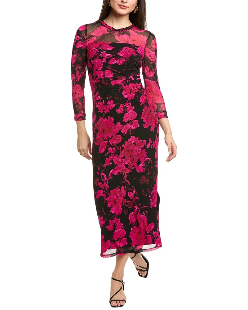 Anne Klein Side Ruched Midi Dress Black