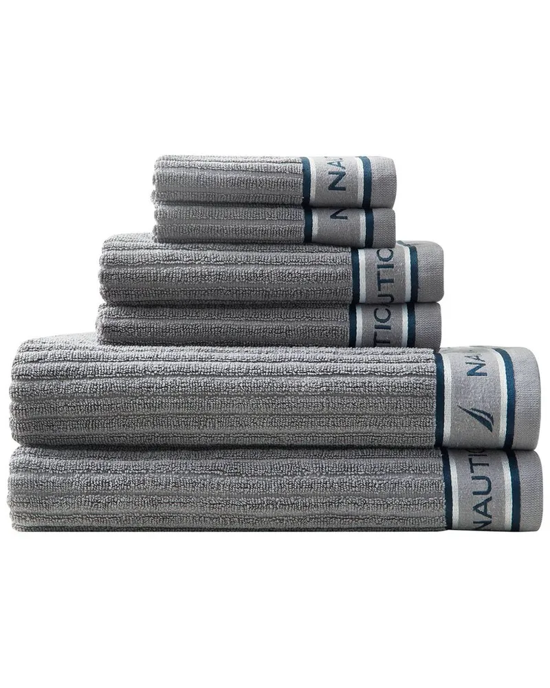 Nautica Signature Cotton Terry 6pc Towel Set Grey
