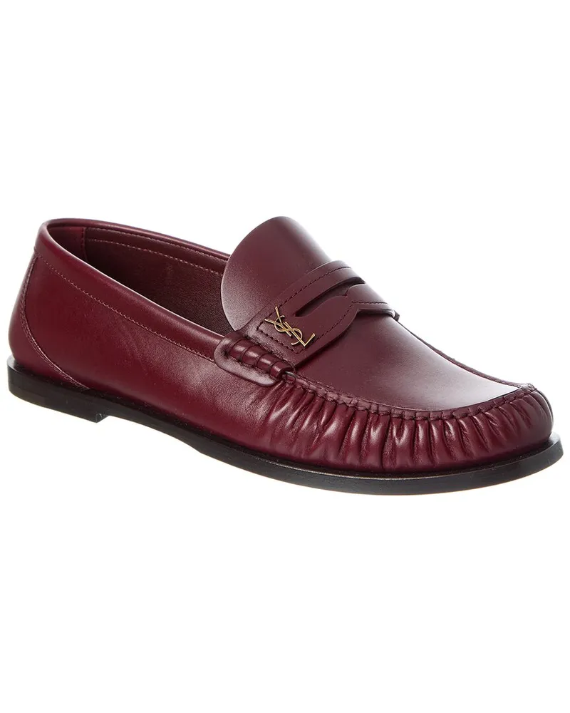 Saint Laurent Cassandre Leather Loafer Brown