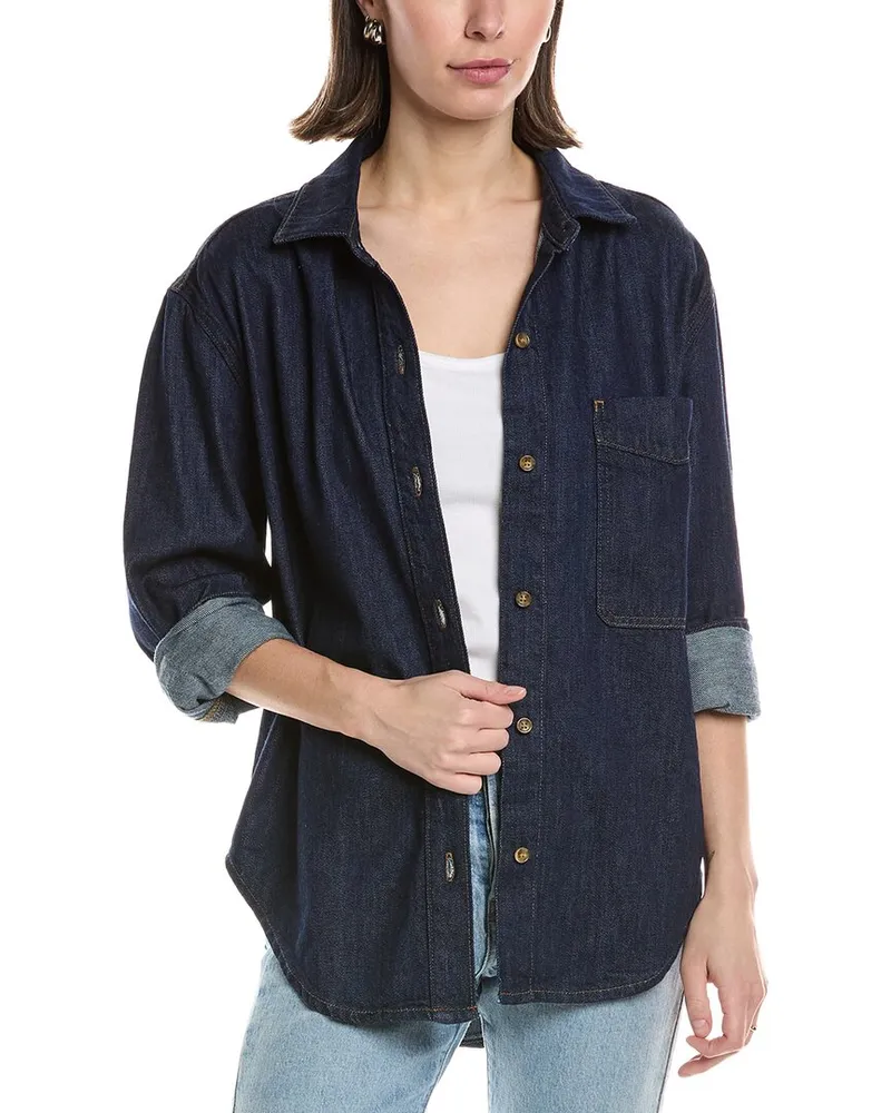 HUDSON Jeans Oversized Button-Down Shirt Blue