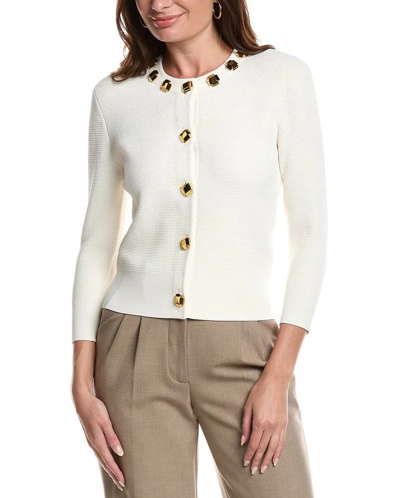ST. JOHN Pique Knit Sweater White