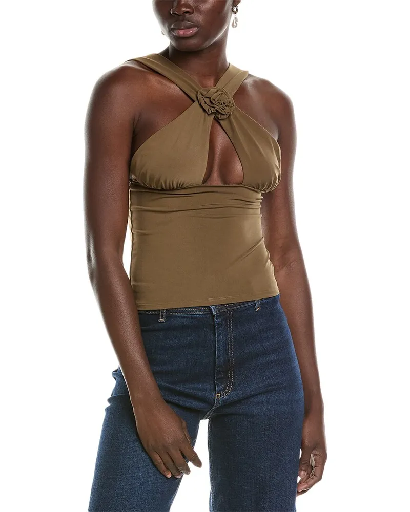 WeWoreWhat Rose Halter Top Brown