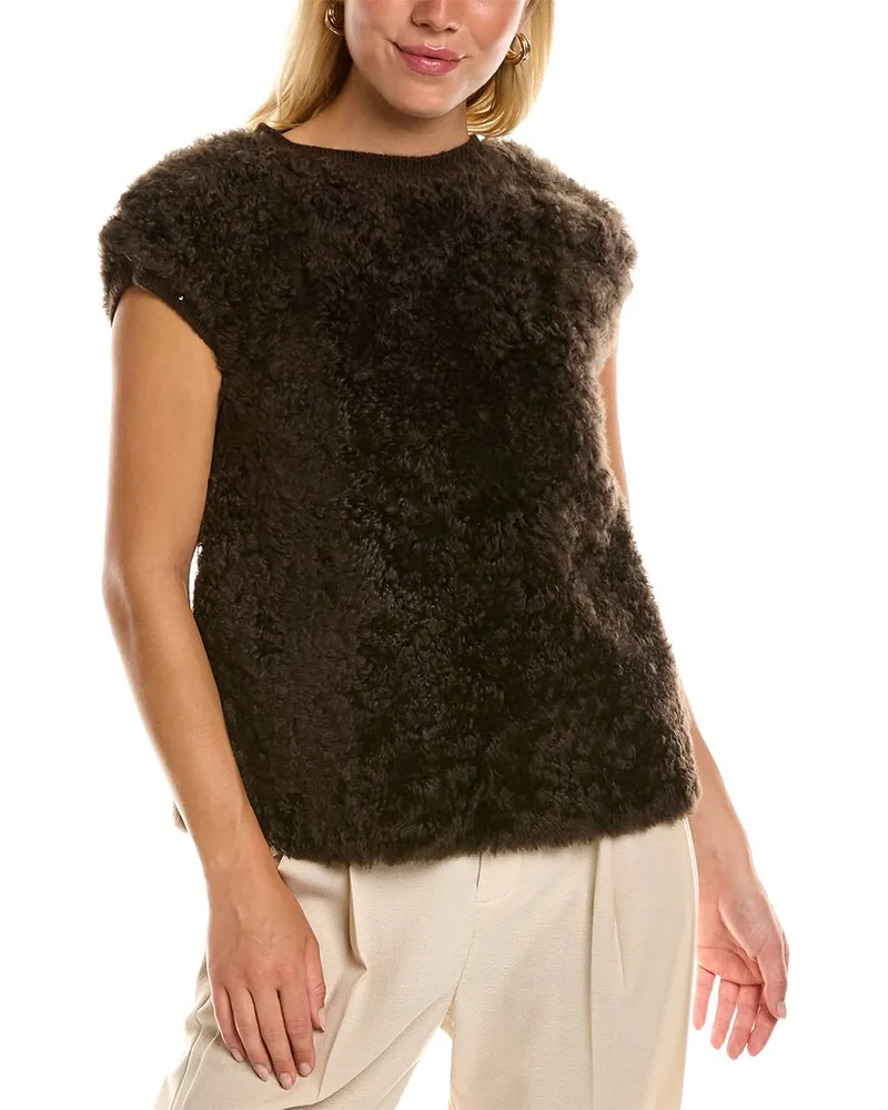 Brunello Cucinelli Silk-Lined Shearling Top Nocolor