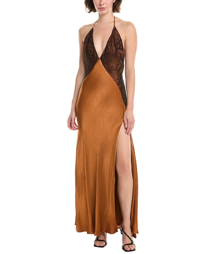 Bardot Estrella Halter Maxi Dress Brown