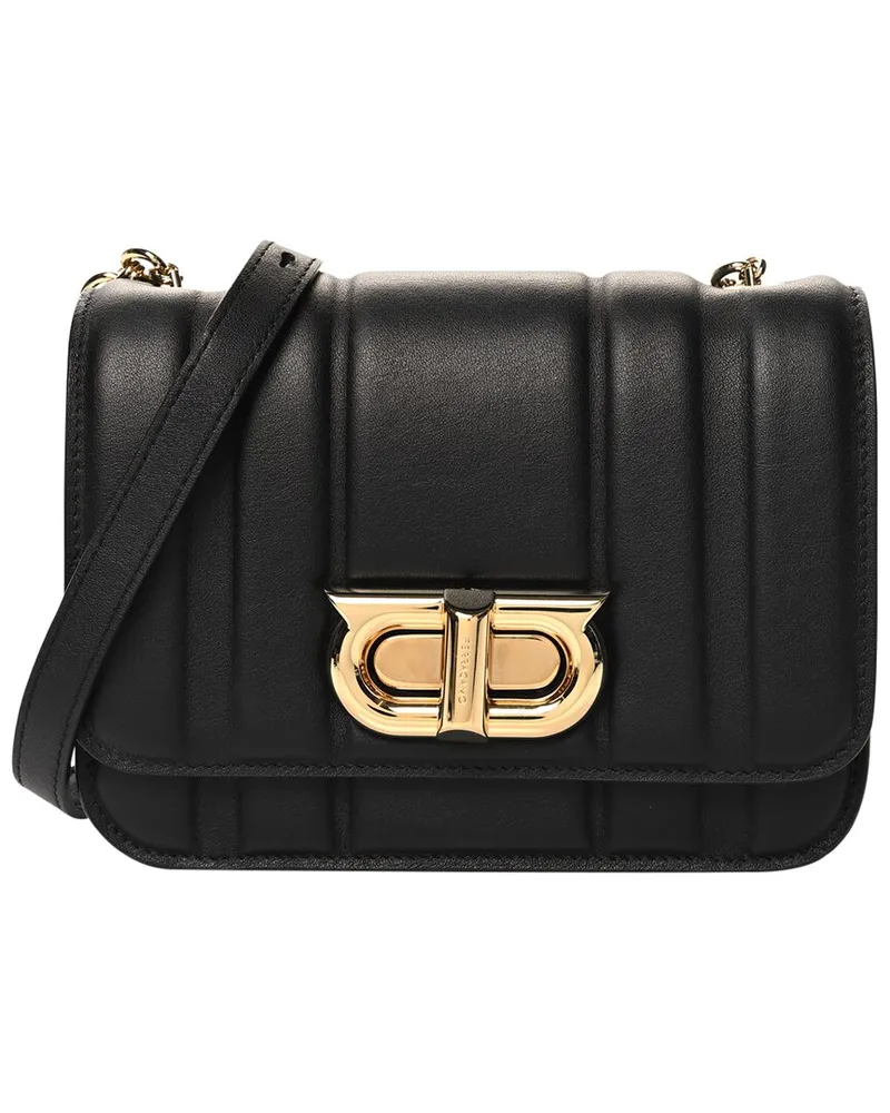 Ferragamo Black Calfskin Leather Mini New Gancini Shoulder Bag (Authentic Pre-  Loved Nocolor