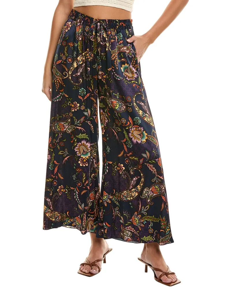 Johnny Was Axelle Silk-Blend Pant Blue