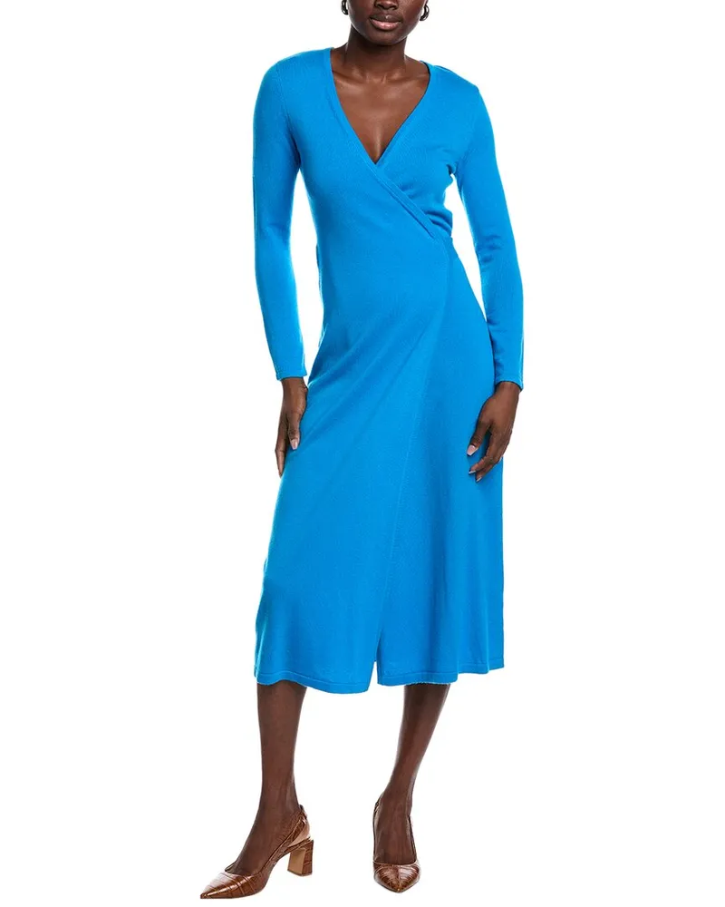 Diane von Furstenberg Wool & Cashmere-Blend Wrap Dress Blue