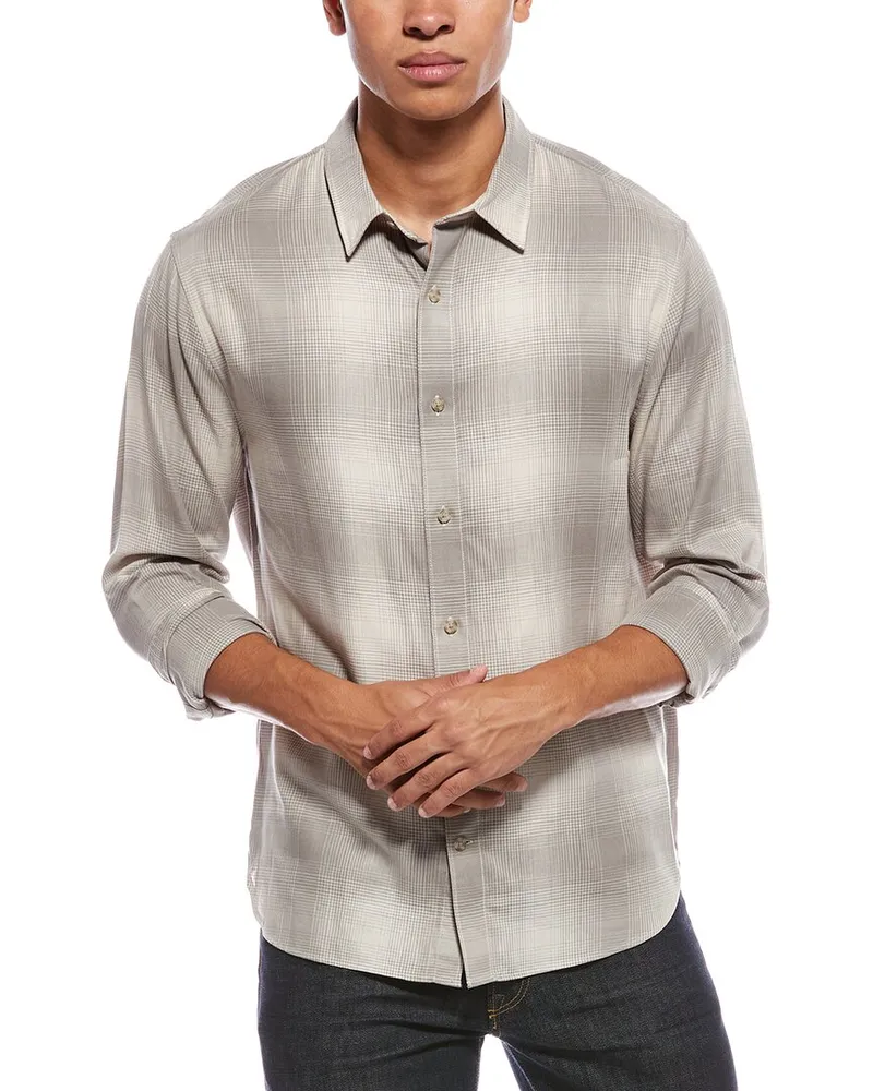 Vince Forest Shadow Plaid Shirt Grey