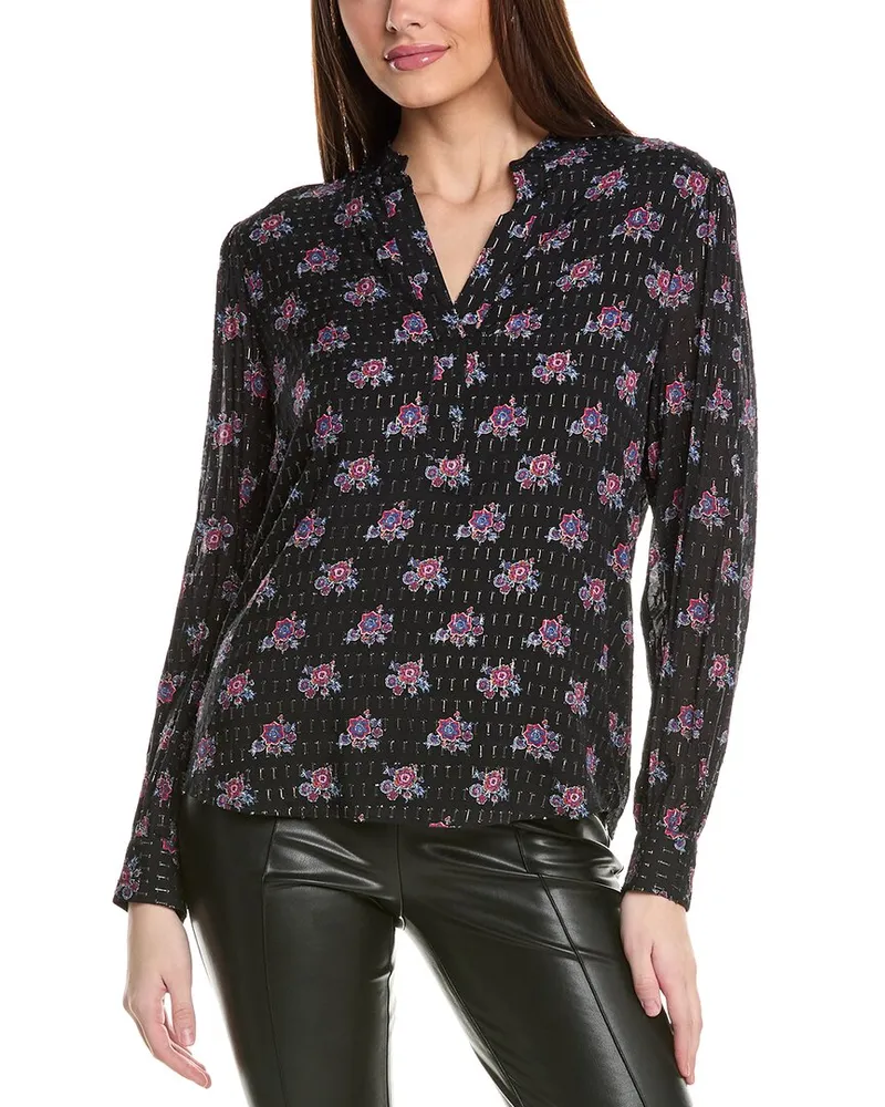 Elie Tahari The Akari Silk-Blend Blouse Black