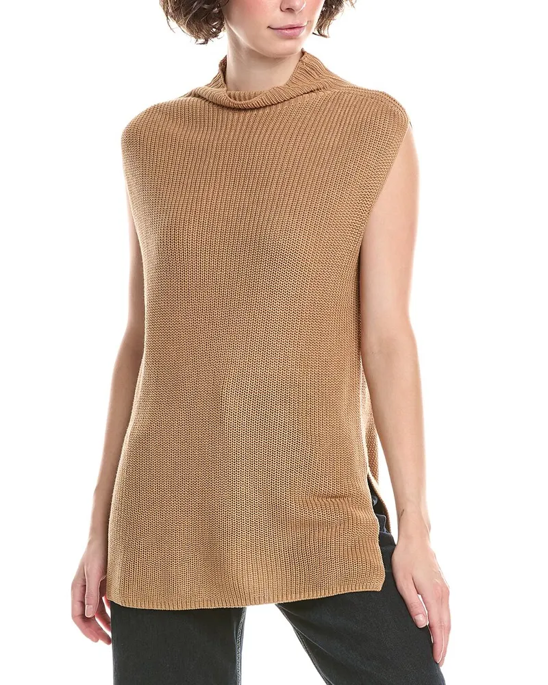 Bella Dahl Mock Neck Sweater Vest Brown