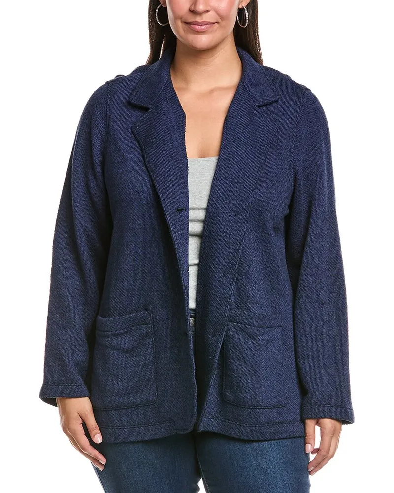 Eileen Fisher Plus Stand Collar Jacket Blue