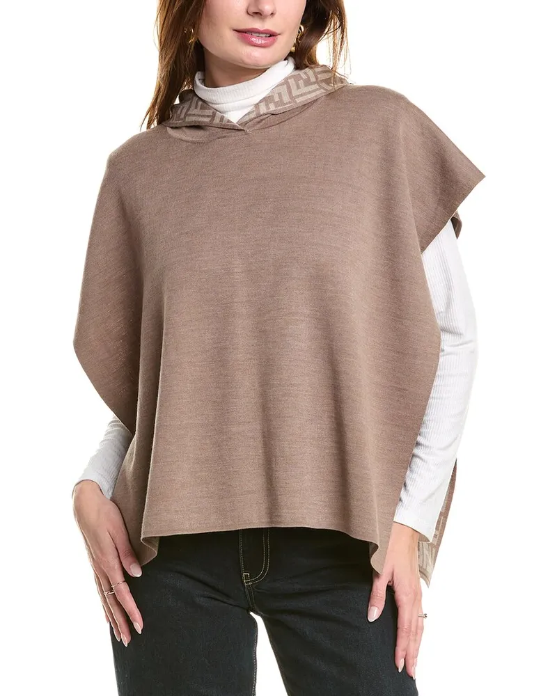 Fendi Wool-Blend Poncho Grey