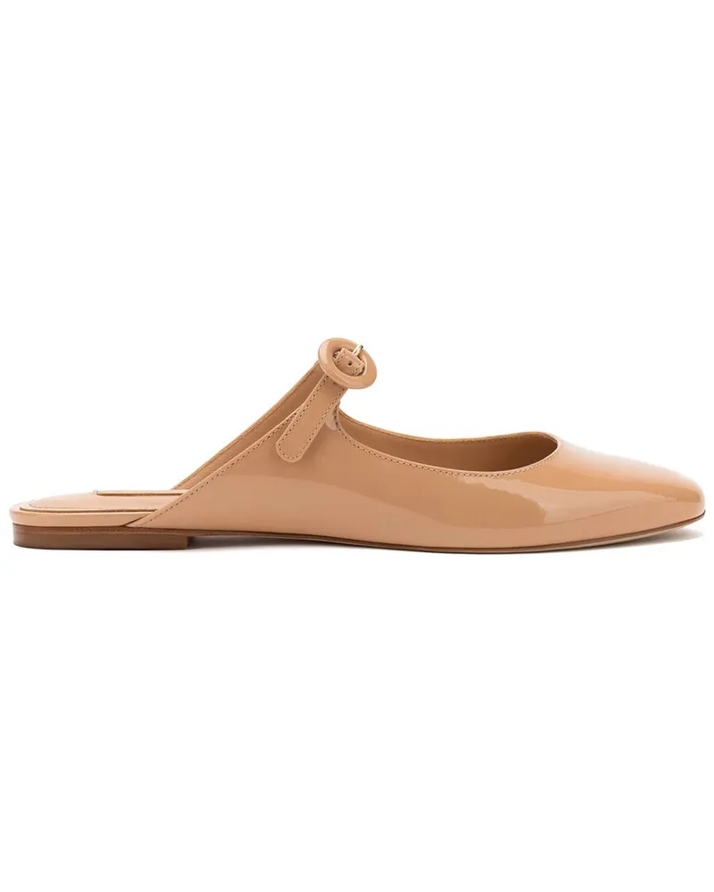 Larroude Blair Patent Flat Mule Beige