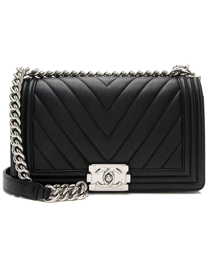 Chanel Black Lambskin Old Medium Boy Bag (Authentic Pre-Loved Nocolor