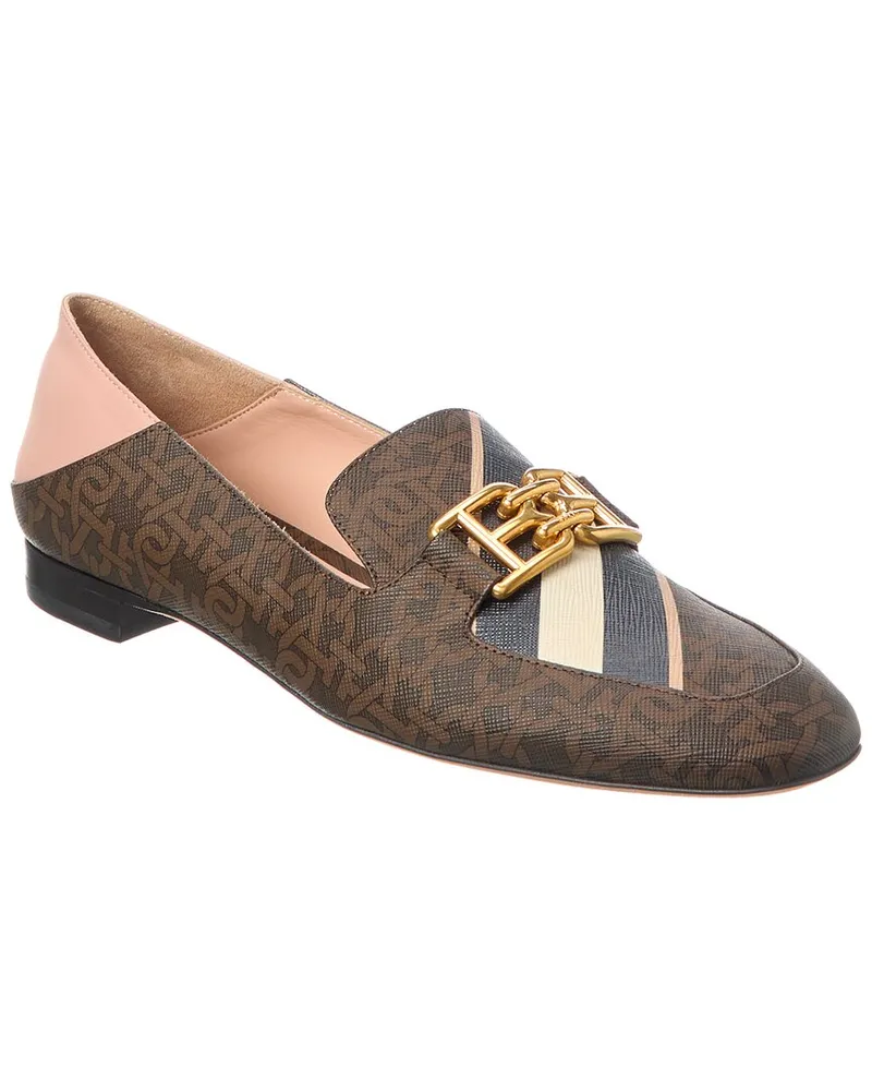 Bally Ellah Coated Canvas & Leather Loafer Brown