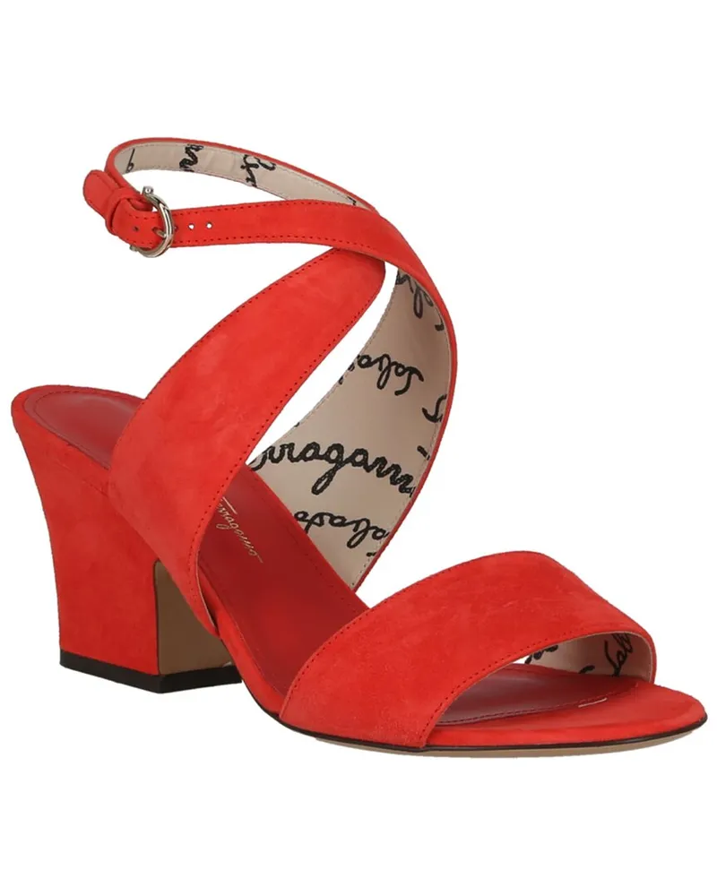 Ferragamo Sheena Suede Sandal Red
