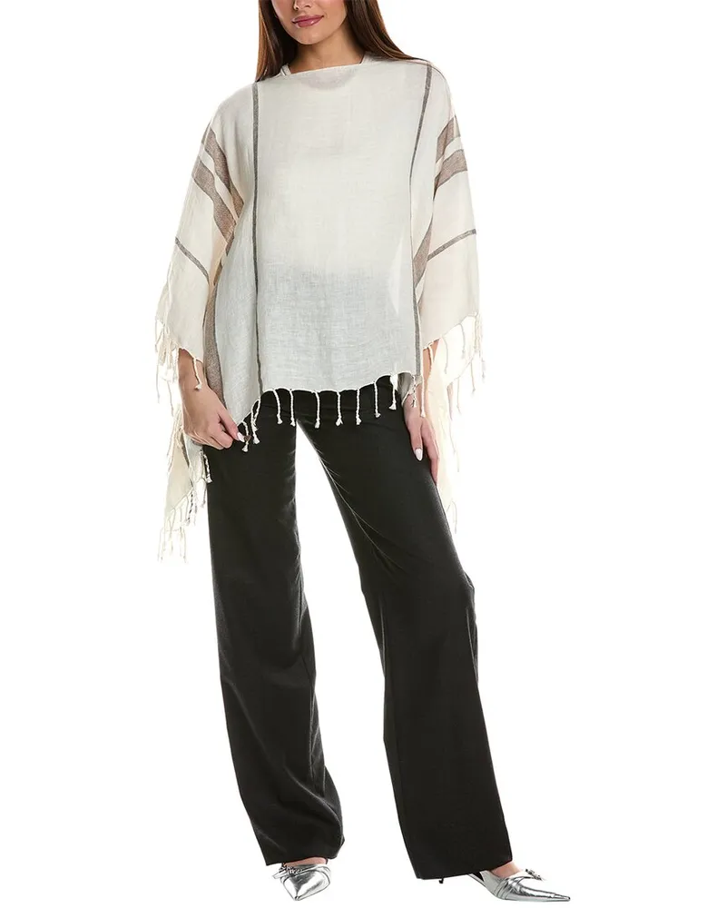 Brunello Cucinelli Linen-Blend Poncho White