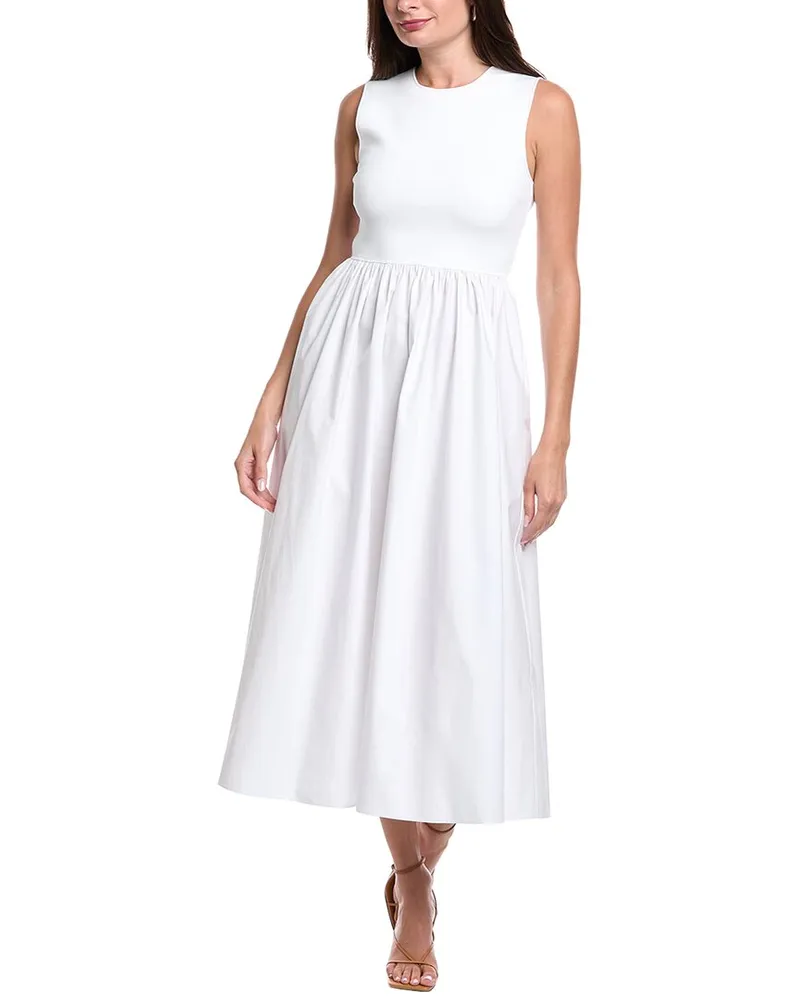 Theory Mixed Media Midi Dress White
