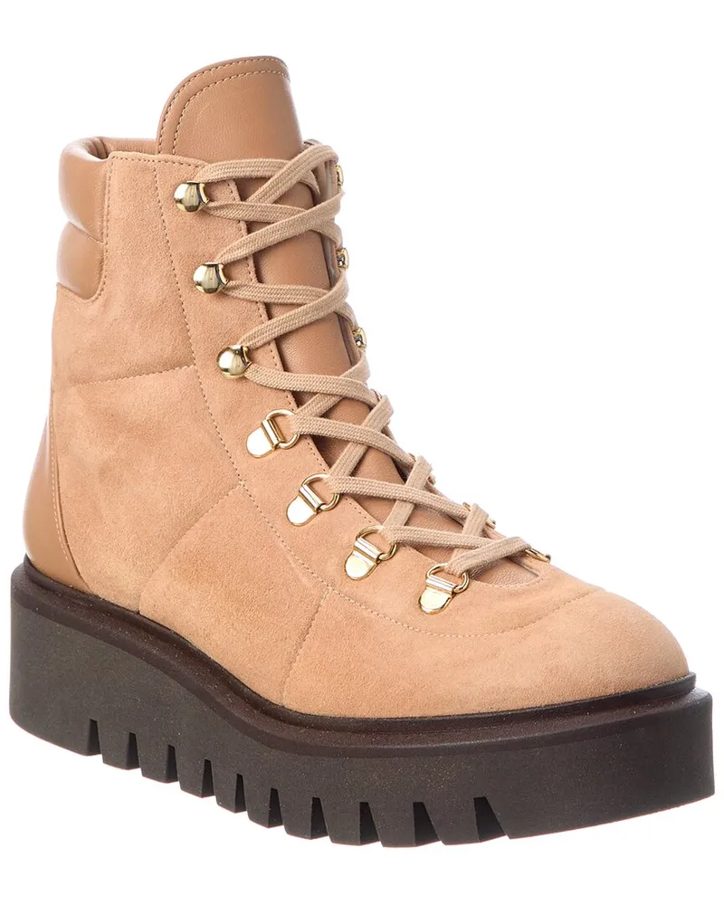 Stuart Weitzman Chalet Lug Suede & Leather Hiker Boot Brown