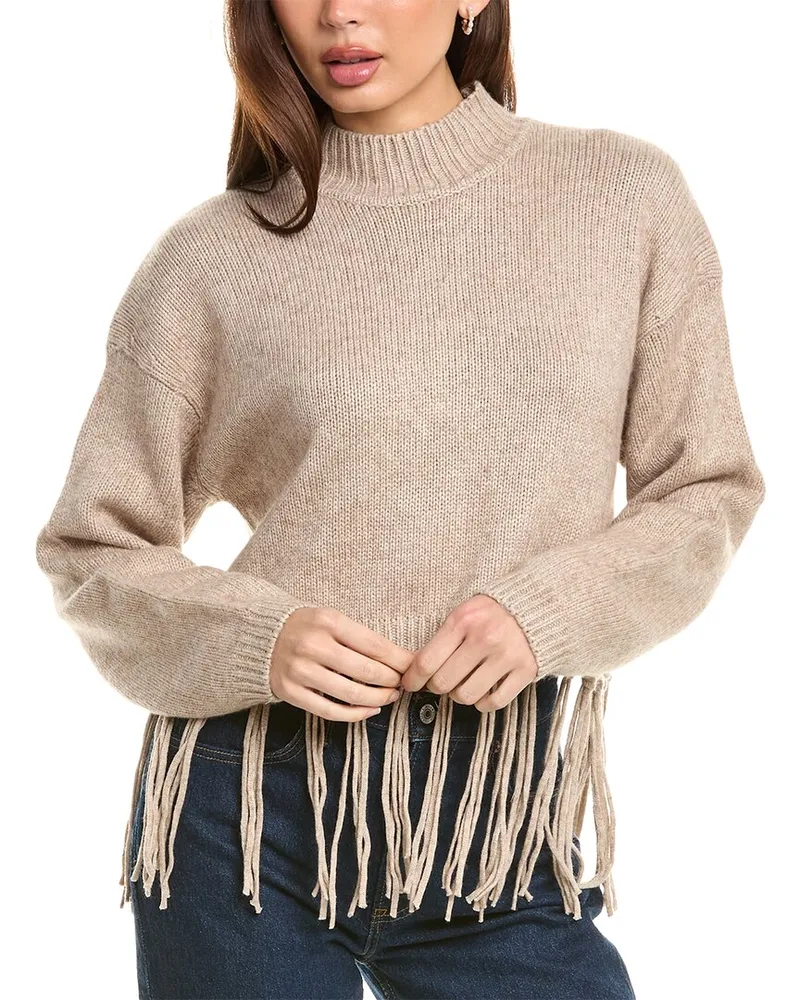 Splendid Riley Fringe Wool-Blend Sweater Brown