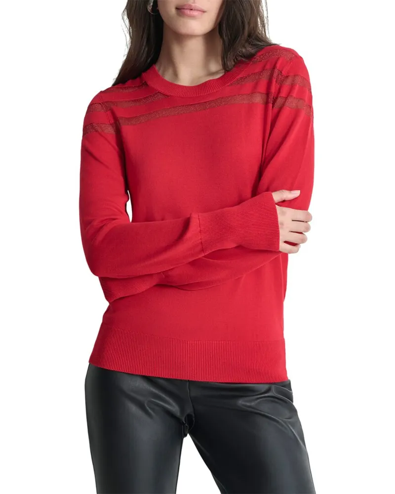 DKNY Sheer Sweater Red