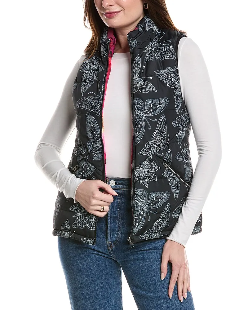 Johnny Was Braemar Reversible Puffer Vest Black