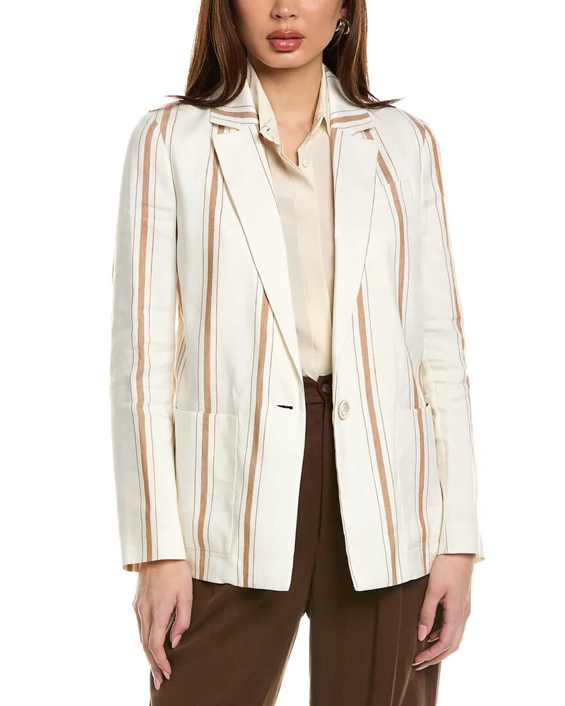 Piazza Sempione Linen & Silk-Blend Blazer White