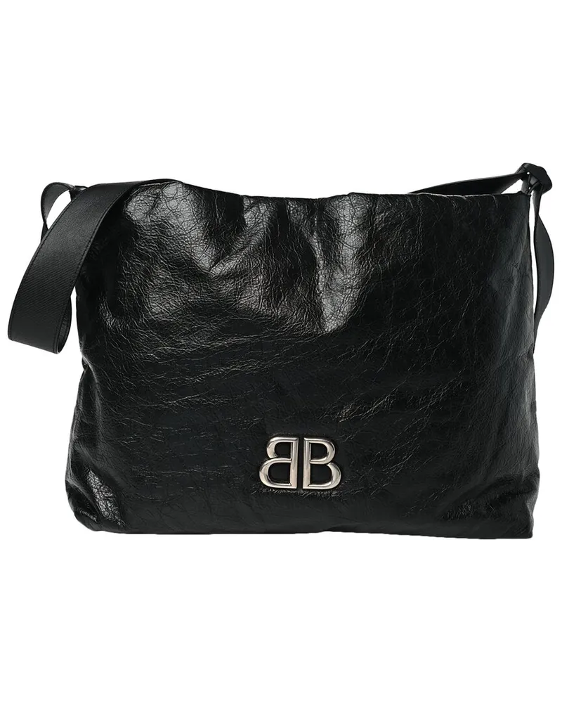 Balenciaga Black Calfskin Leather Monaco Small East West Hobo Bag (Authentic  Pre-Loved Nocolor