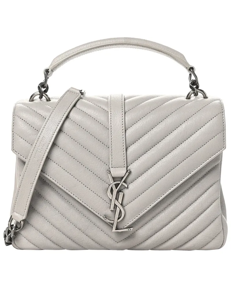 Saint Laurent Granite Sheepskin Leather Medium College Bag Granite (Authentic  Pre-Loved Nocolor