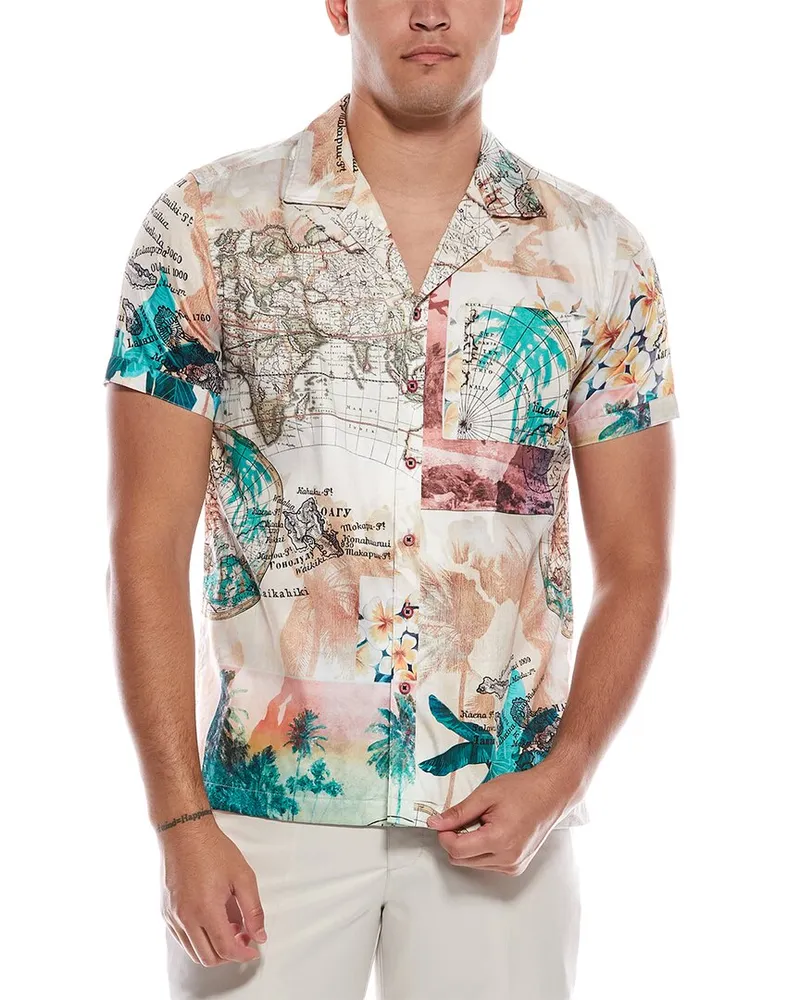 Robert Graham Boone Classic Fit Woven Shirt Beige