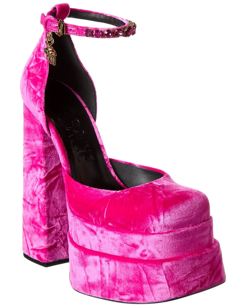 Versace Medusa Aevitas Velvet Platform Pump Pink