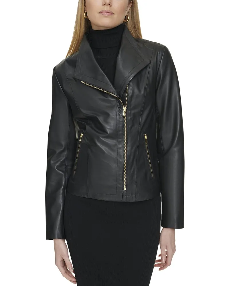 COLE HAAN Classic Butter Leather Jacket Black