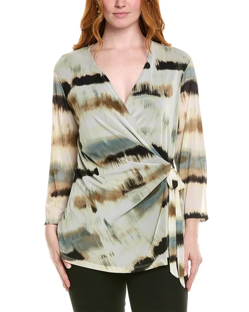 Anne Klein Plus Wrap Top Green