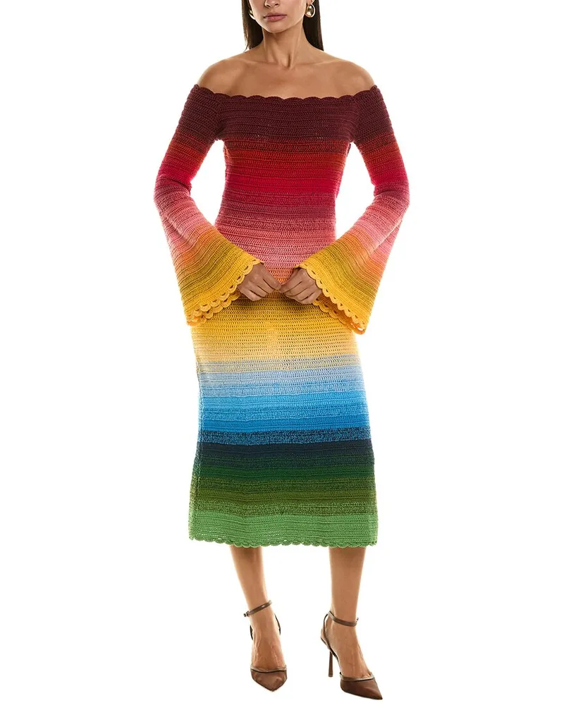 Oscar de la Renta Rainbow Ombre Sweaterdress Nocolor