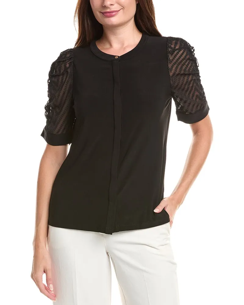 Anne Klein Mixed Media Blouse Black
