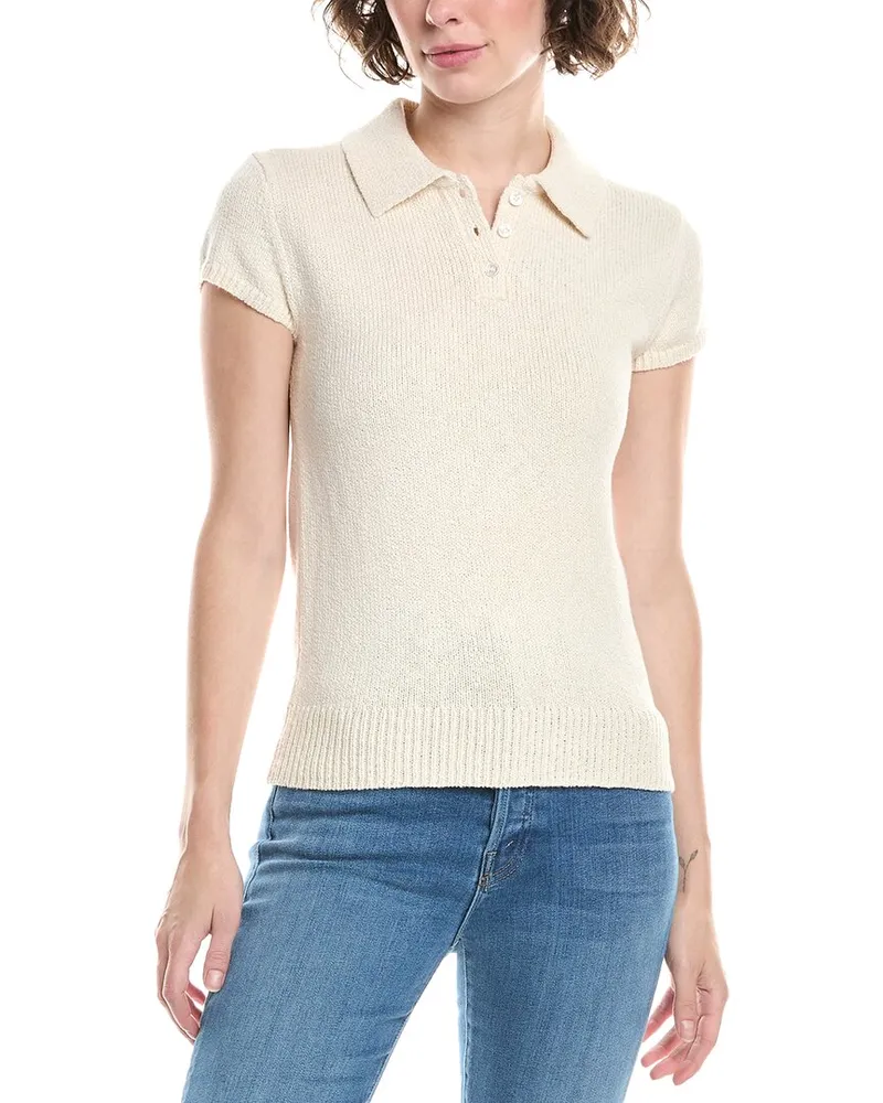 Theory Cap Sleeve Polo Top White
