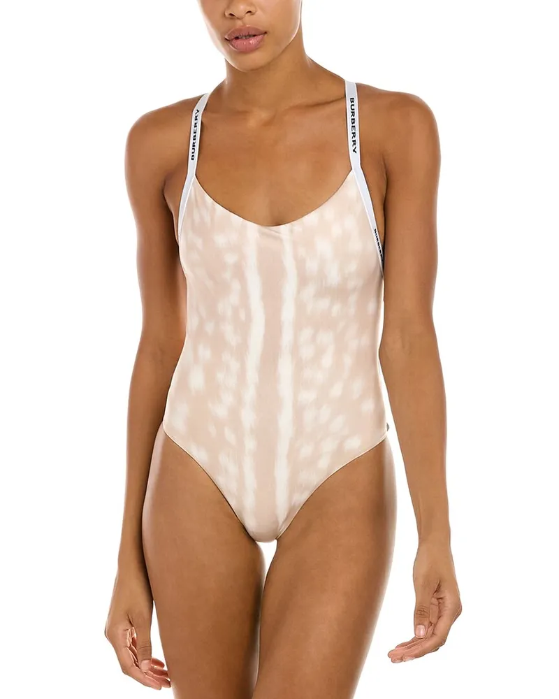 Burberry Logo Strap One-Piece Beige