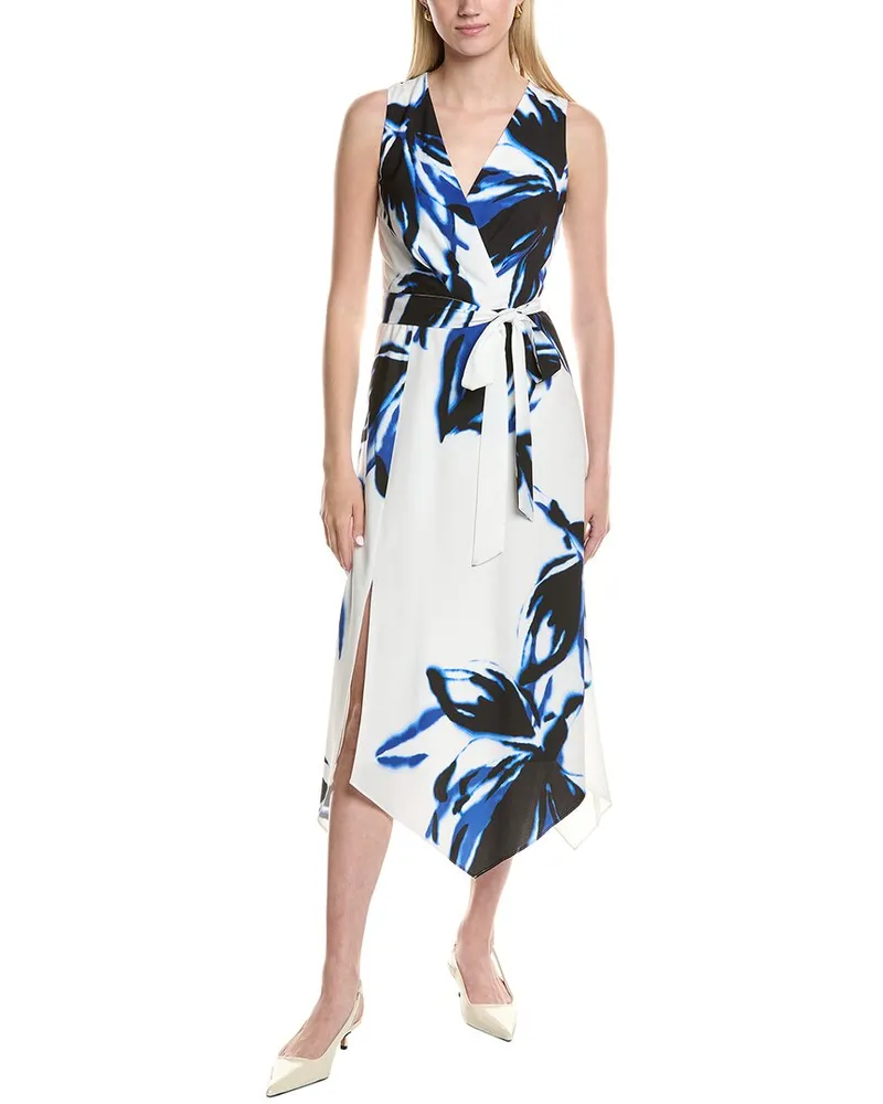 Anne Klein Surplice Midi Dress Blue