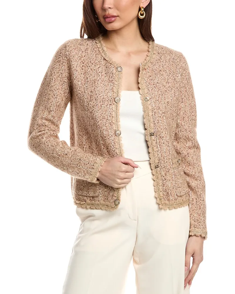 Elie Tahari The Astrid Mohair & Wool-Blend Cardigan Brown