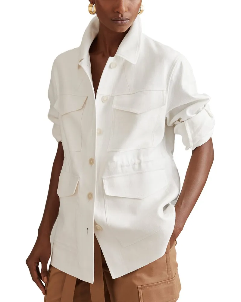 Reiss Jade Linen-Blend Jacket White