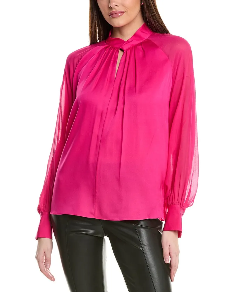 Elie Tahari The Valentine Silk-Blend Blouse Pink