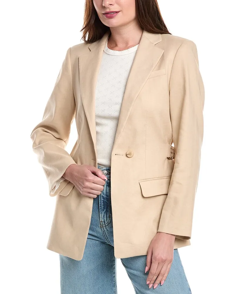 Maje Linen-Blend Blazer Tan