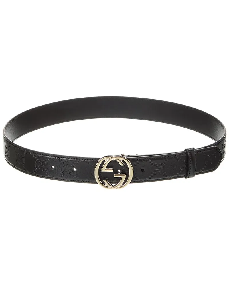 Gucci Interlocking G Leather Belt Black