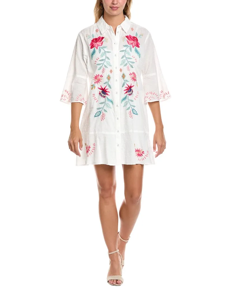 Johnny Was Tiered Flounce Shirtdress Nocolor