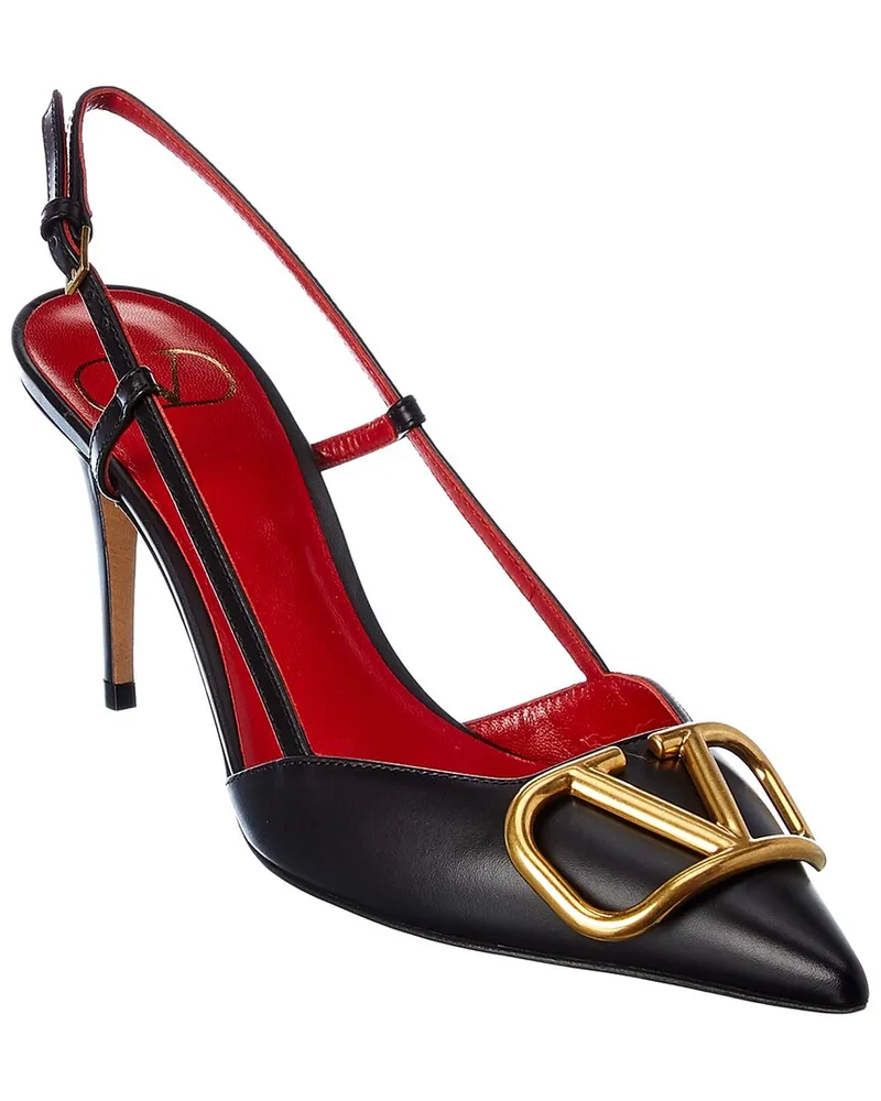 Valentino Garavani VLogo 80 Leather Slingback Pump Black