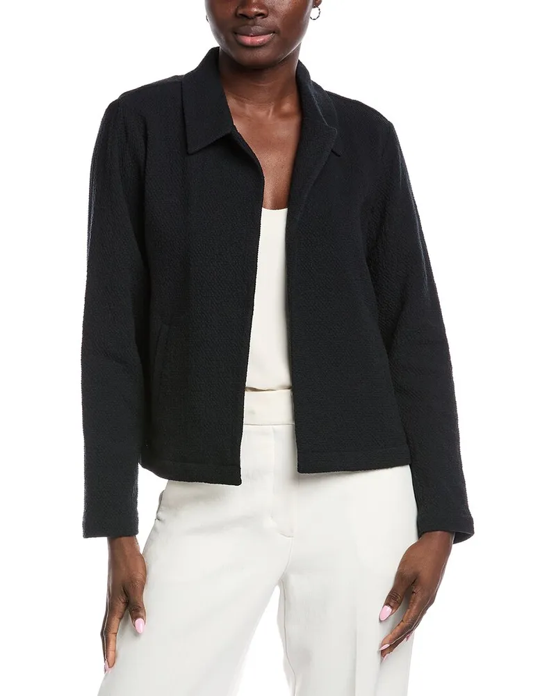 Eileen Fisher Petite Classic Collar Jacket Black