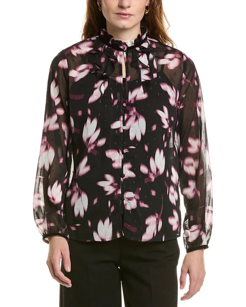Anne Klein Ruffle Neck Blouse Pink