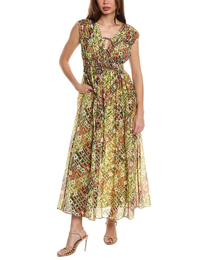 Diane von Furstenberg Gillian Silk-Blend Maxi Dress Green